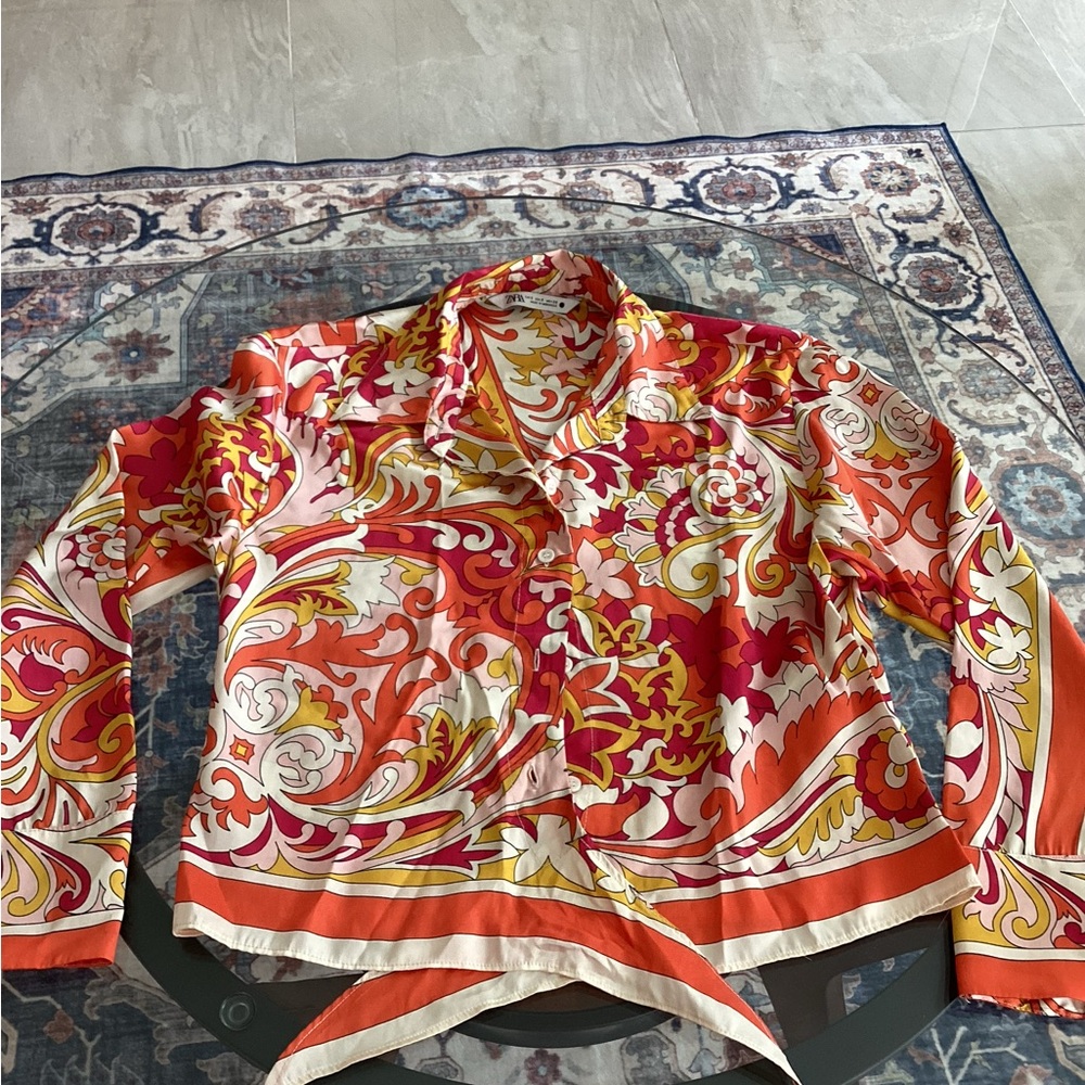 Zara Multicolor Swirl Button Down Shirt
